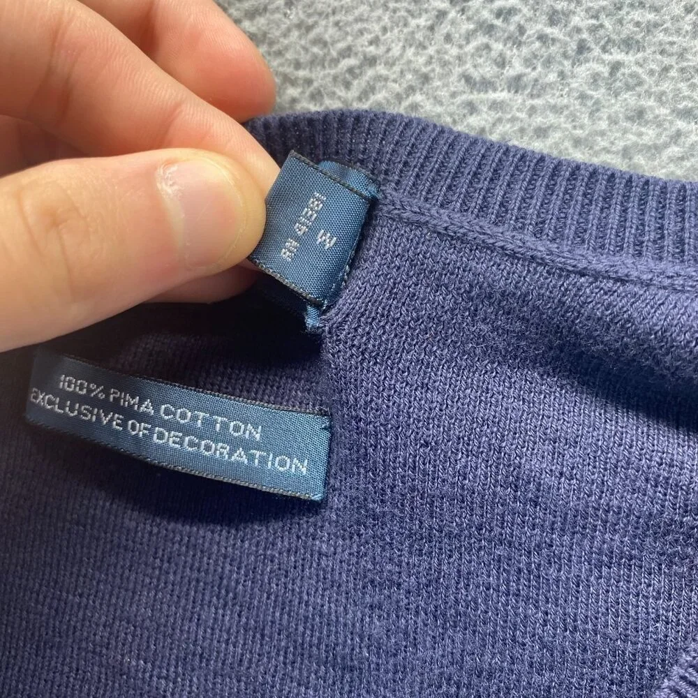 Polo Ralph Lauren Sweater Mens Size XL Blue V-Neck Pima Cotton Knit Pullover